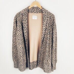 Abercrombie & Fitch Soft AF Leopard Print Open Front Shawl Collar Cardigan SZ M